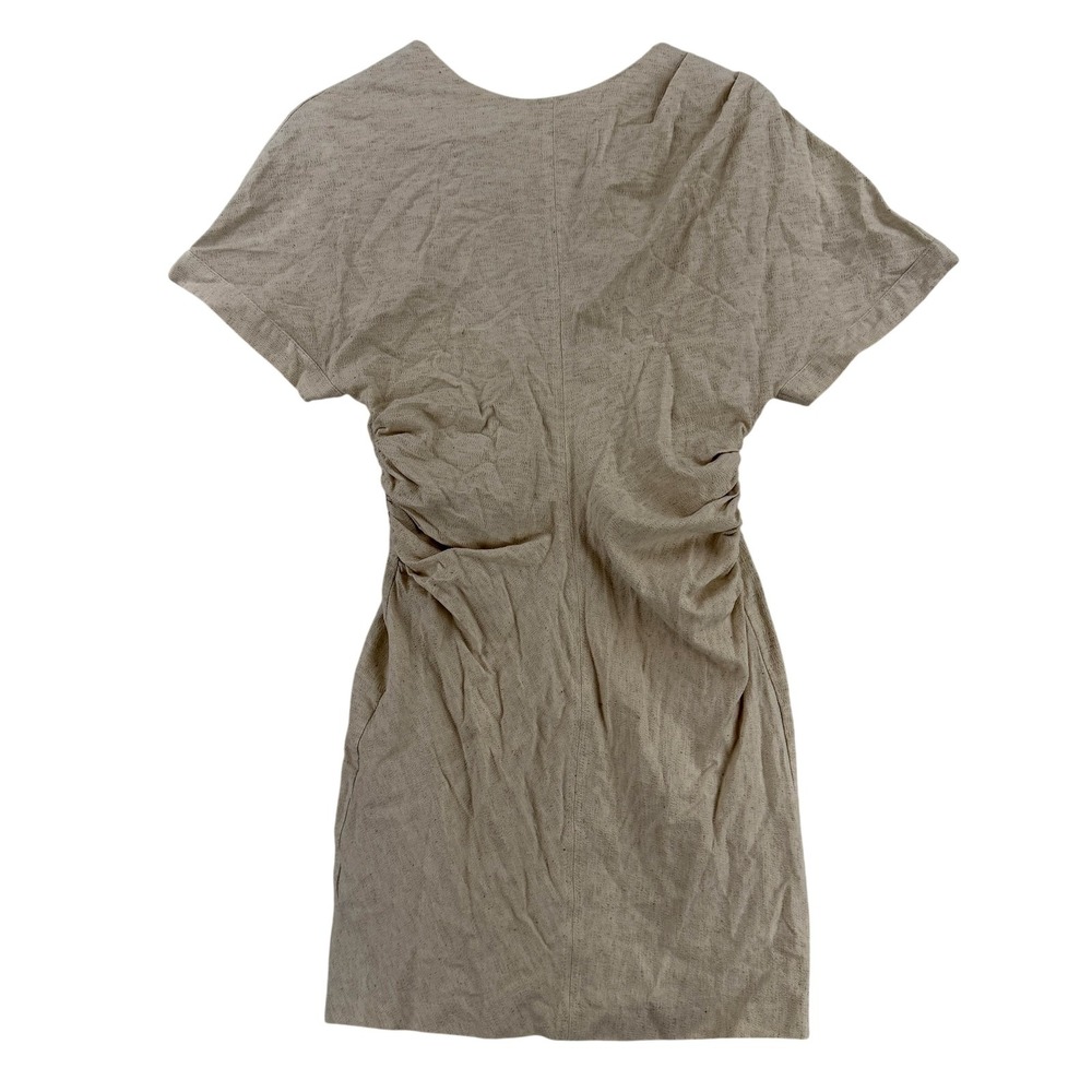 Zara Dress Womens Small Beige Ruched Sheath Braided Strap Open Back Mini NWT